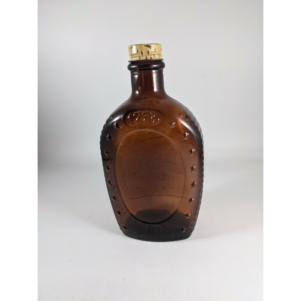 Vtg Log Cabin Syrup Bicentennial Bottle Amber Glass 1776 Liberty Bell No Label - Picture 2 of 4